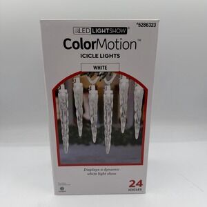 Gemmy Lightshow 24 Count Color Motion White LED Christmas Icicle Lights 5286323